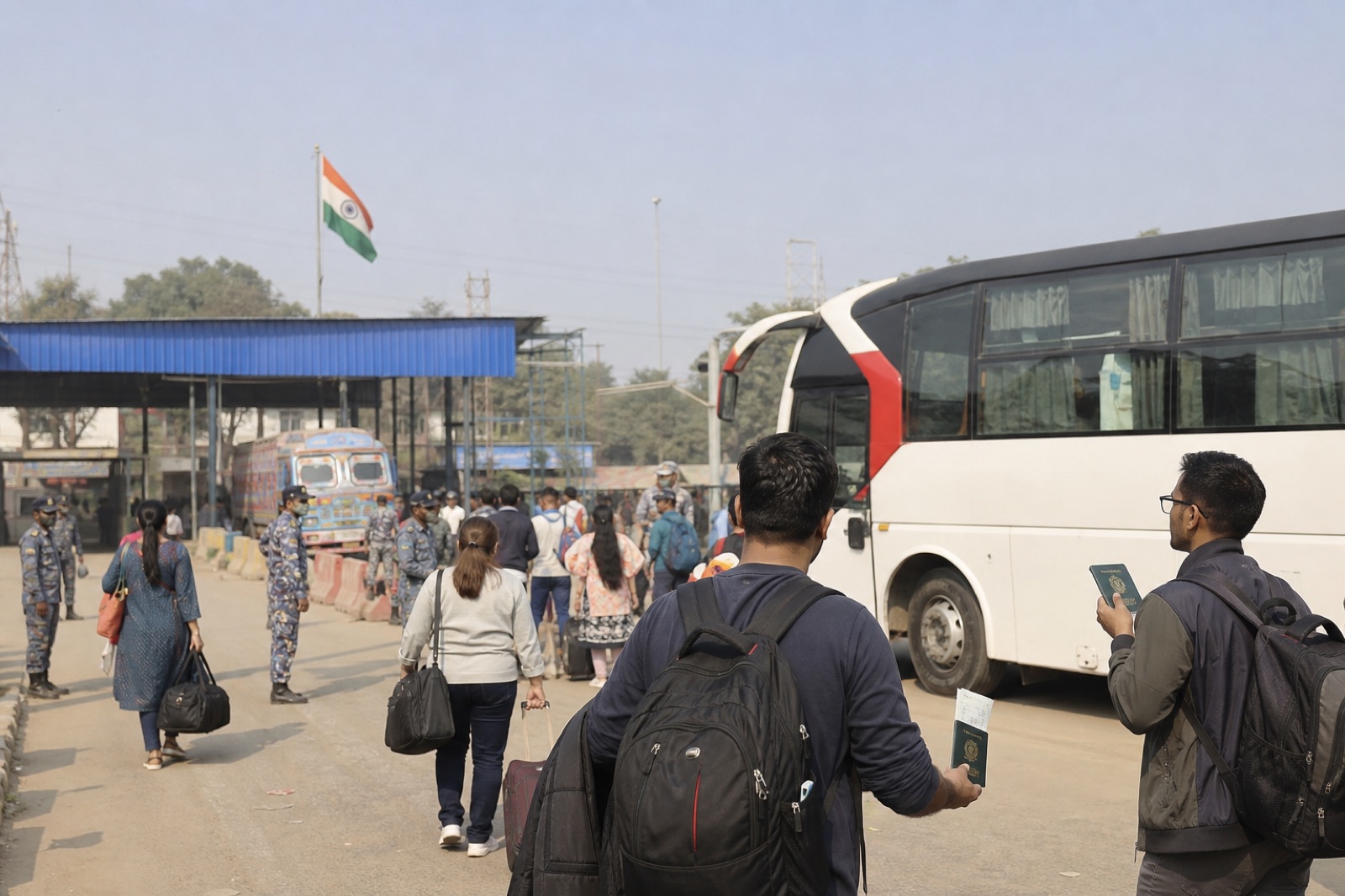Sunauli border crossing on Delhi to Kathmandu bus route